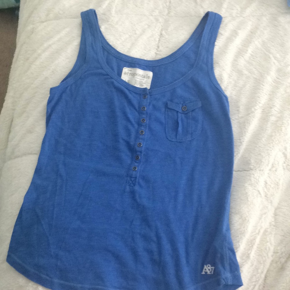 Blue Button Down Tank Top